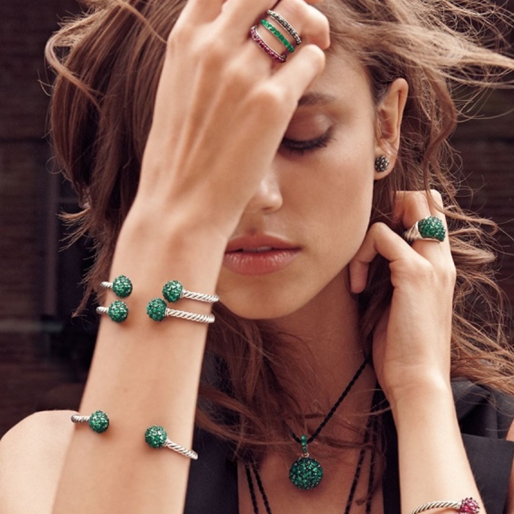 David Yurman Osetra Faceted Green Onyx 3mm band